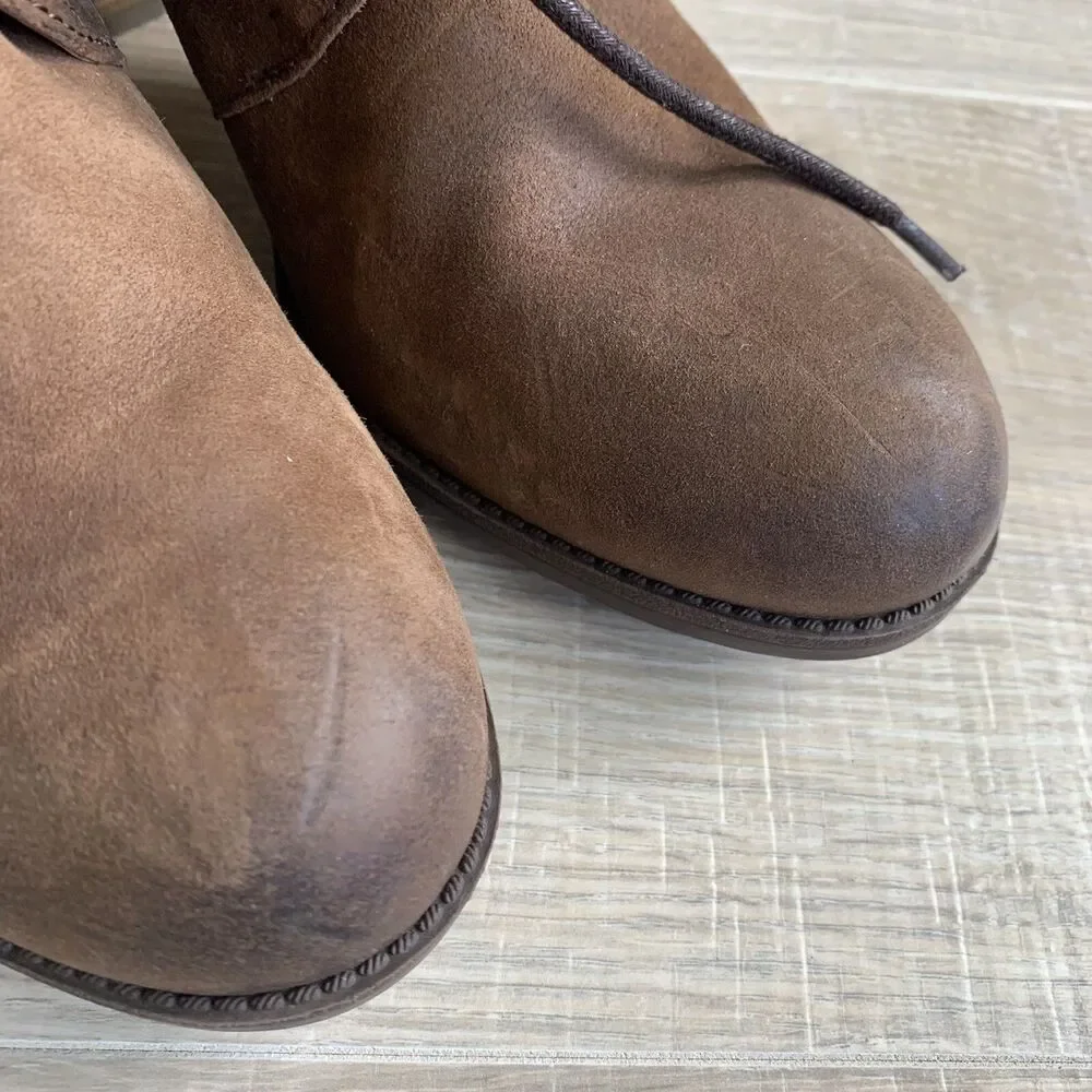 Tommy Hilfiger Duff Lace Up Booties Oxford Brown Leather Suede 8.5 Womens Boots